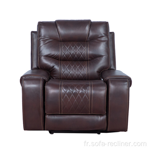 Chaise de canapé inclinable à puissance unique en cuir